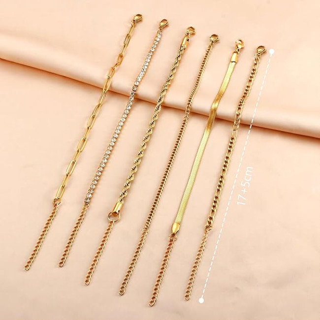 JeweBella золотий жіночий набір браслетів JWBE-YZ-BC26-Gold-A з нержавіючої сталі з позолотою 14 карат (5176)