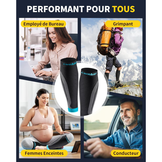 Компресійні бандажі CAMBIVO L/XL  для чоловіків та жінок, сірі з голубим (3014)