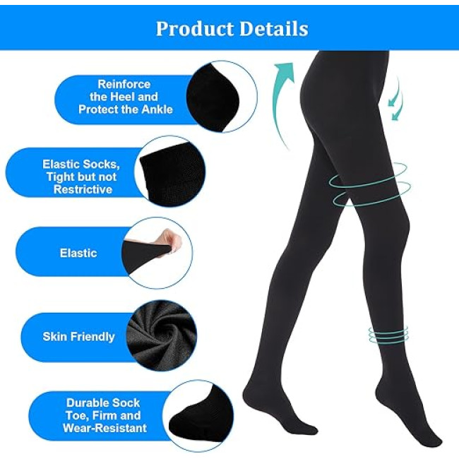 Компресійні колготки AOGOE для жінок і чоловіків, 23-32 мм рт. ст., клас 2, закритий носок, компресійні колготки, XL чорний (0145)