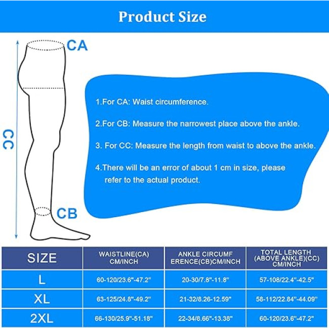 Компресійні колготки AOGOE для жінок і чоловіків, 23-32 мм рт. ст., клас 2, закритий носок, компресійні колготки, XL чорний (0145)