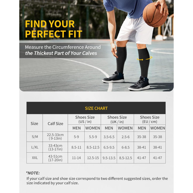 Компресійні шкарпетки CAMBIVO CS70 для жінок та чоловіків шкарпетки з градуйованою посадкою, чорні (3011)