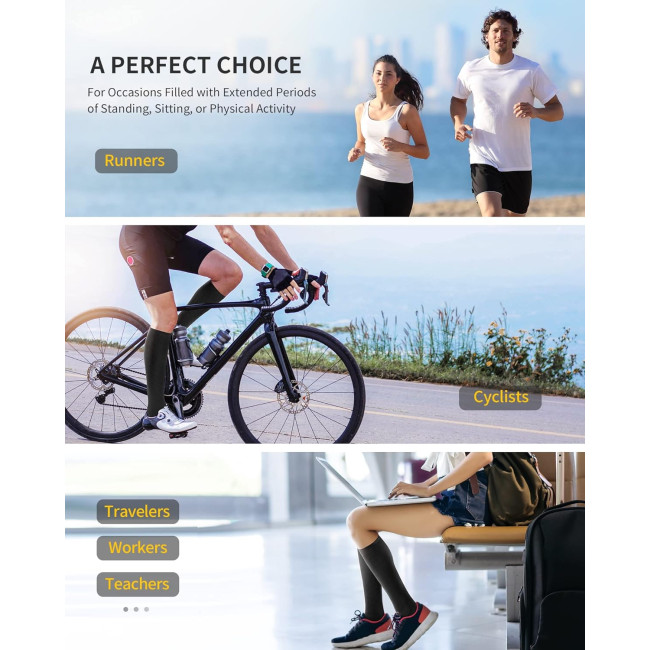 Компресійні шкарпетки CAMBIVO CS70 для жінок та чоловіків шкарпетки з градуйованою посадкою, чорні (3011)