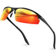 Kunchu Сонячні окуляри Al-Mg металеві оправи, поляризовані UV400, велосипедні окуляри, червоні (5157)