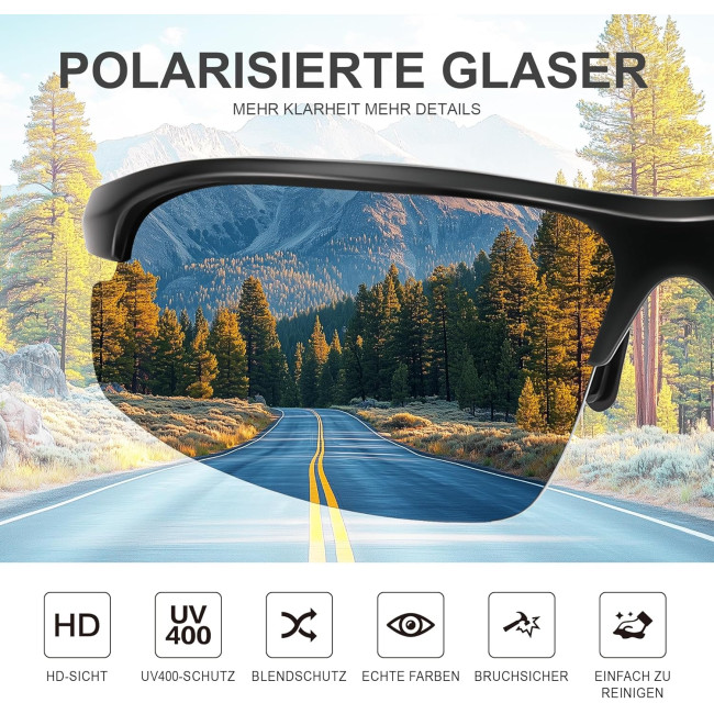 Kunchu Сонячні окуляри Al-Mg металеві оправи, поляризовані UV400, велосипедні окуляри, червоні (5157)