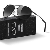 Kunchu Сонячні окуляри, поляризовані, унісекс, UV400 захист, класичні, чорно-сірий (5163)
