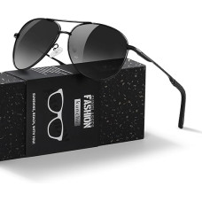 Kunchu Сонячні окуляри, поляризовані, унісекс, UV400 захист, класичні, чорно-сірий (5163)