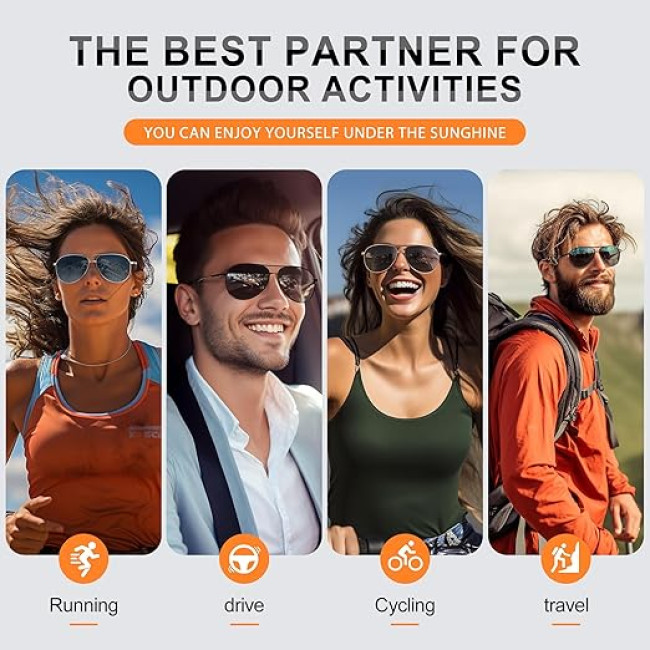 Kunchu Сонячні окуляри, поляризовані, унісекс, UV400 захист, класичні, чорно-сірий (5163)