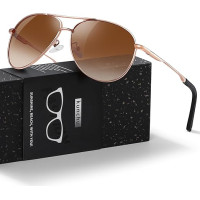 Kunchu Солнечные очки, поляризованные, унисекс, UV400 защита, классические, розовый чай (5161)