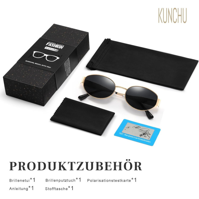 Kunchu Сонячні окуляри, поляризовані, вінтаж UV400 класичний, градієнтний чорний (5155)
