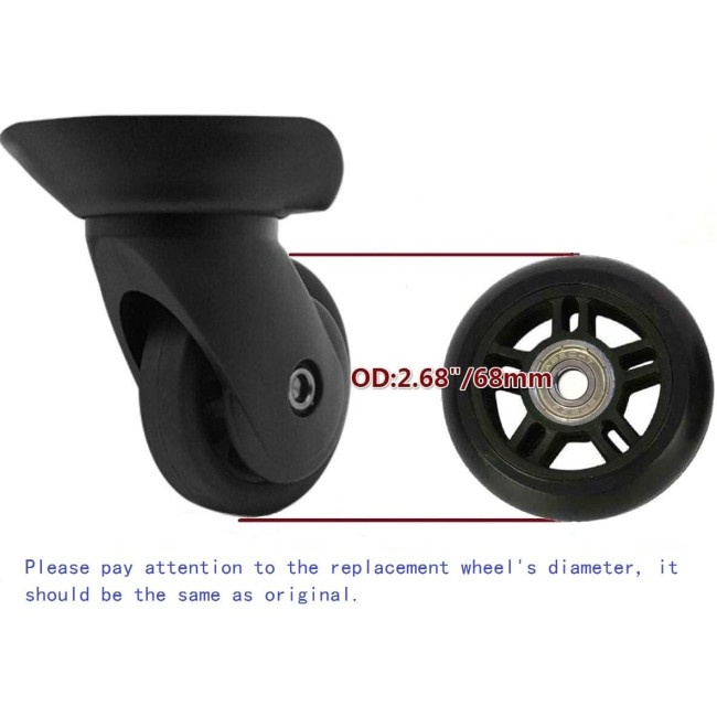 LOTOWELZON пара чорних змінних коліc для багажу, діаметр 90 x ширина 24 мм/3,54 мм (5070)