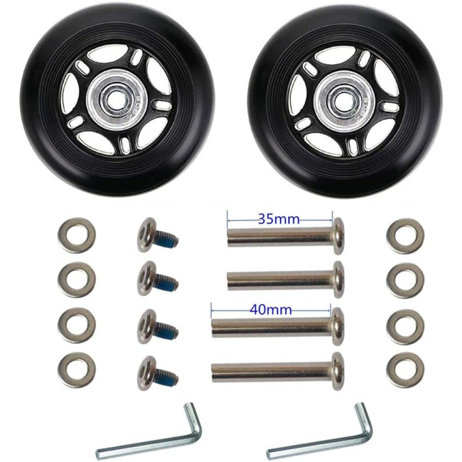 LOTOWELZON пара чорних змінних коліс для валіз ATXDE230, 75x24 мм/2,95x0,94 дюйма (5072)