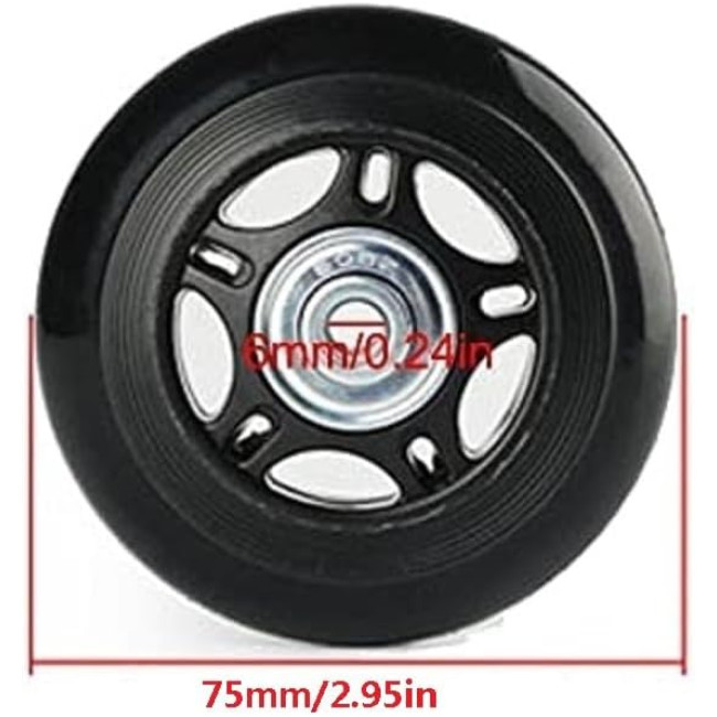 LOTOWELZON пара чорних змінних коліс для валіз ATXDE230, 75x24 мм/2,95x0,94 дюйма (5072)