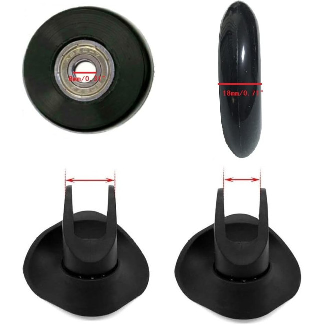LOTOWELZON Запасні колеса для валізи OD40*THK18мм/1.57*0.7дюйма з підшипниками 8 мм, чорні (5073)