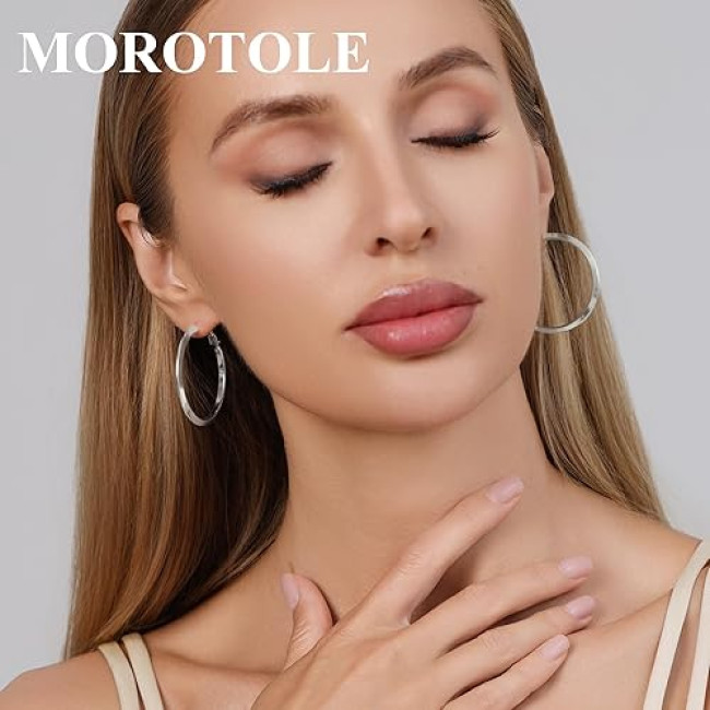 Модные серьги-кольца MOROTOLE TB-US-Triangle Hoop-SV из серебра 925 пробы для женщин (4171)