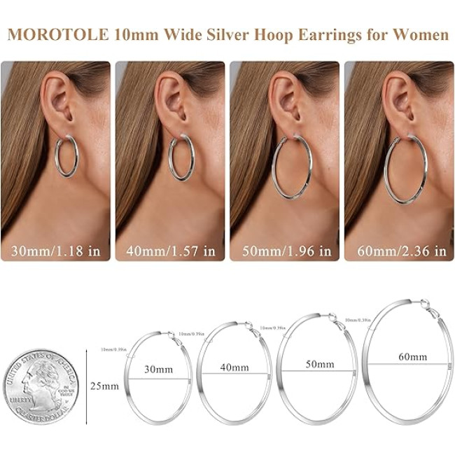 Модные серьги-кольца MOROTOLE TB-US-Triangle Hoop-SV из серебра 925 пробы для женщин (4171)
