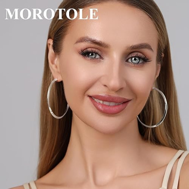 Модные серьги-кольца MOROTOLE из серебра 925 пробы для женщин, Гипоаллергенные Легкие (2007)