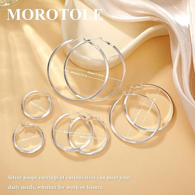 Модные серьги-кольца MOROTOLE из серебра 925 пробы для женщин, Гипоаллергенные Легкие (2007)