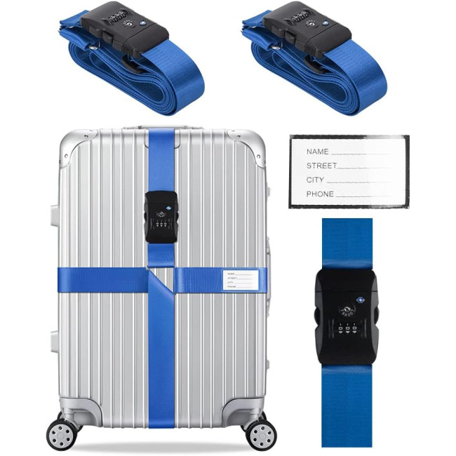 Набір ременів для багажу Veki Cross, з регульованим замком для дорожніх валіз, сині 2 шт (4166)
