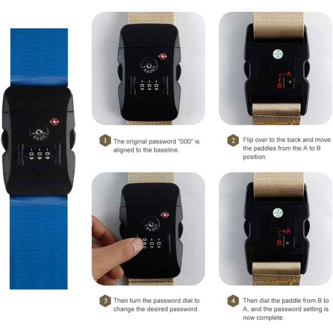 Набір ременів для багажу Veki Cross, з регульованим замком для дорожніх валіз, сині 2 шт (4166)