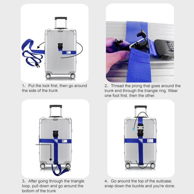 Набір ременів для багажу Veki Cross, з регульованим замком для дорожніх валіз, сині 2 шт (4166)