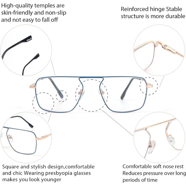 Набір із 2 окулярів для читання MMOWW DEL035-BKBU2.5, чоловічі, з фільтром синього світла, чорний синій (3174)