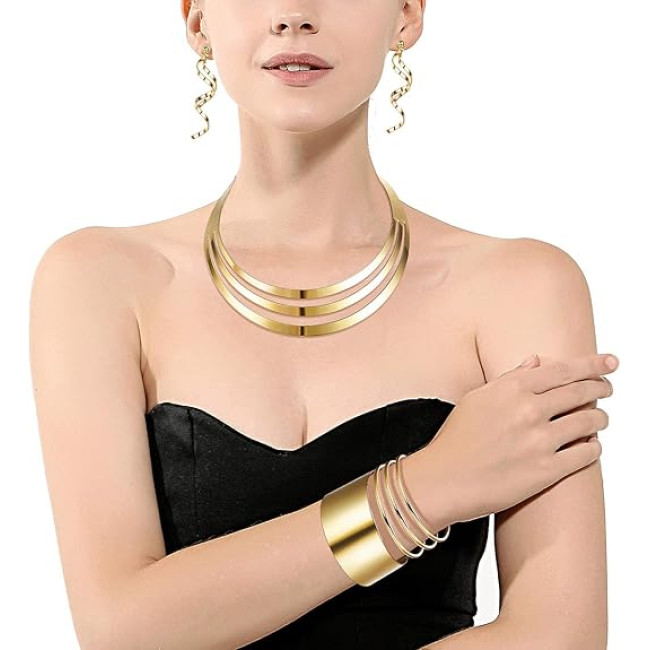 Набор золотых наперсников LOLIAS 3 шт. для женщин, широкие манжеты, браслеты, серьги, верхней части руки манжета браслет (2020)