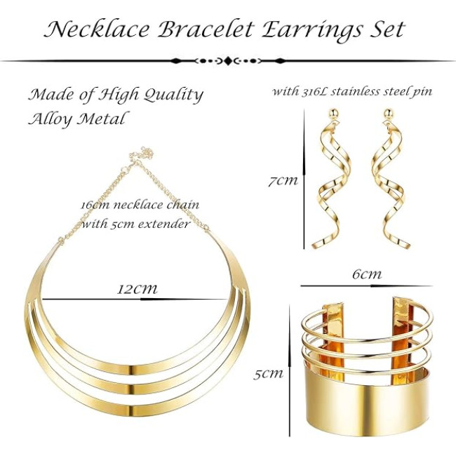 Набор золотых наперсников LOLIAS 3 шт. для женщин, широкие манжеты, браслеты, серьги, верхней части руки манжета браслет (2020)