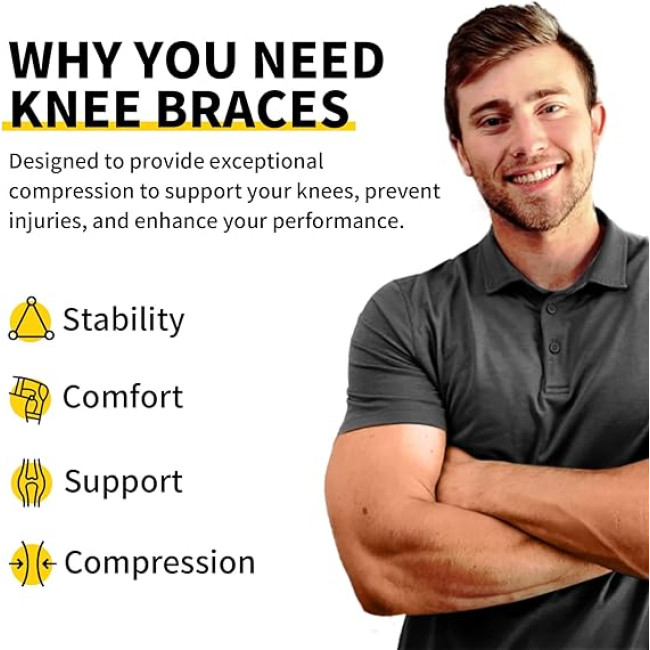 Наколінники CAMBIVO NS10, 2 шт., компресійні бандажі для чоловіків та жінок, чорні (3008)