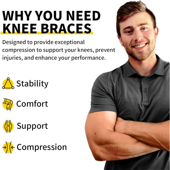 Наколінники CAMBIVO NS10 компресійні бандажі для чоловіків та жінок, чорно-сірі (3017)