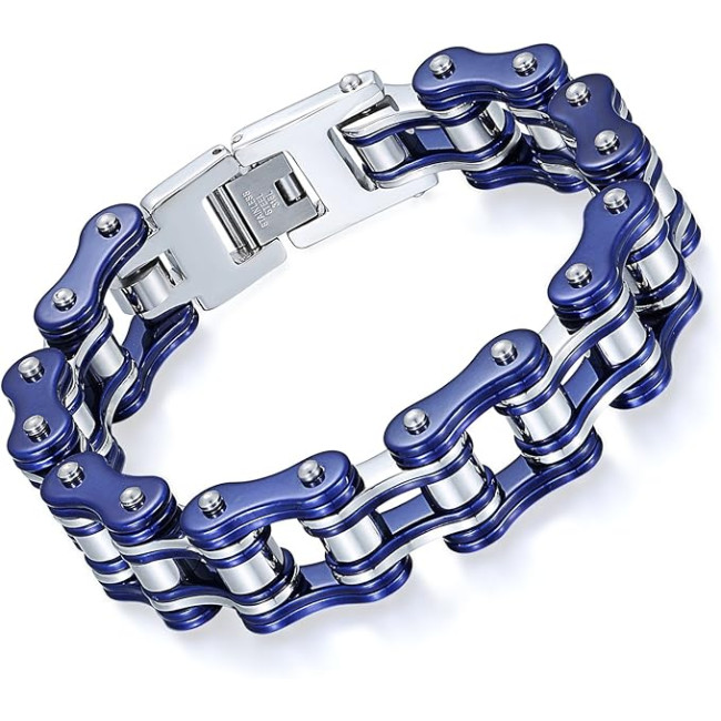 OIDEA Мужской браслет из нержавеющей стали с мотоциклетной цепью, синий (5187)