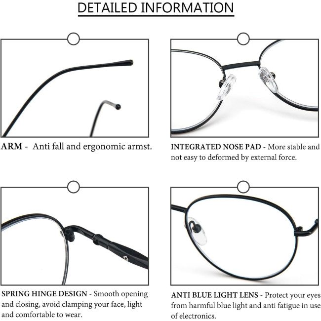 Окуляри для читання MMOWW DEL028-BK2.5 Anti Blue Light, чорні (3166)