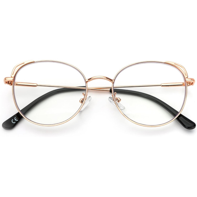 Окуляри для читання MMOWW DEL031-GD1.0 з фільтром синього світла для жінок і чоловіків, рожеве золото (3169)
