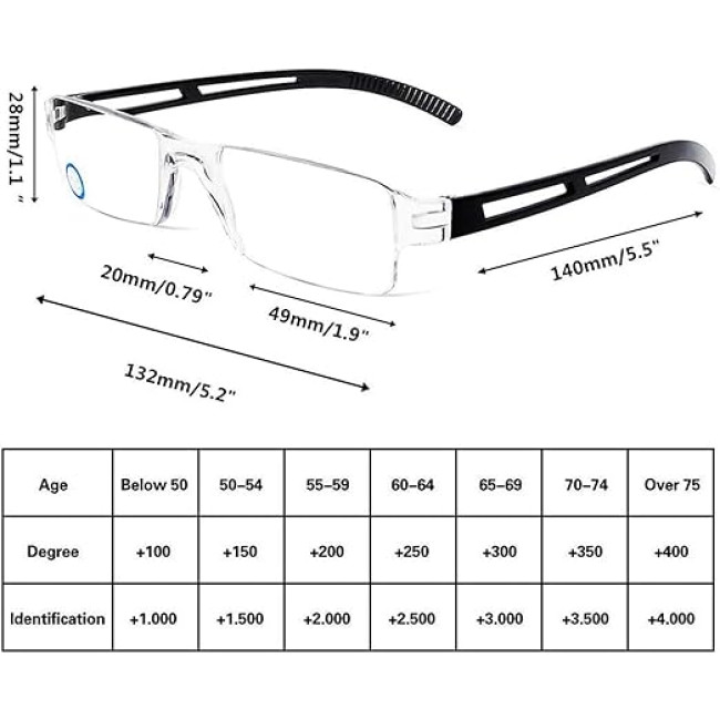 Окуляри MMOWW для читання, без оправи для чоловіків та жінок, 4 шт (3151)