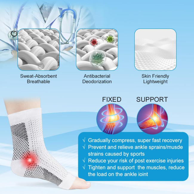 Компресійні шкарпетки ACWOO, дихаючі протиковзкі, 4 пари, Розмір ‎S/M, білі (2133)