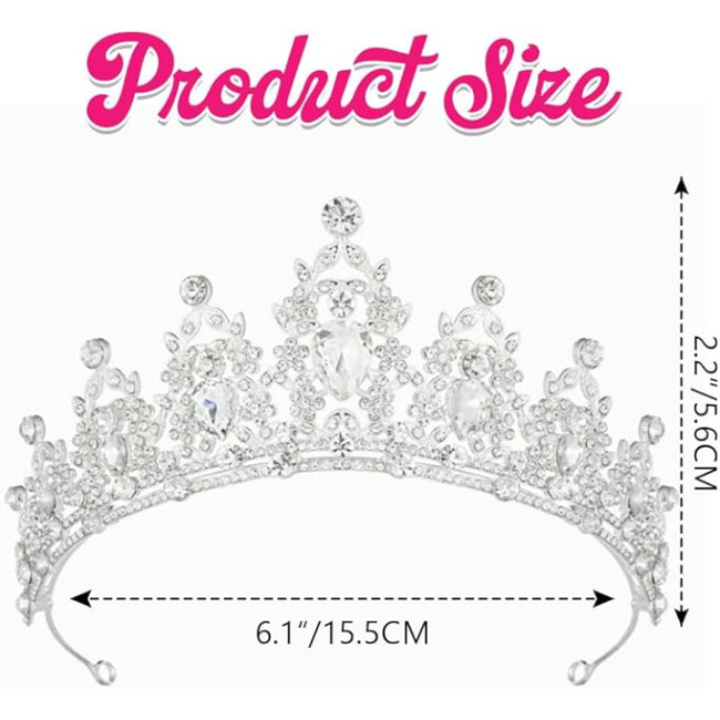 Zehory весільні аксесуари для волосся для нареченої, кришталева корона (5132)