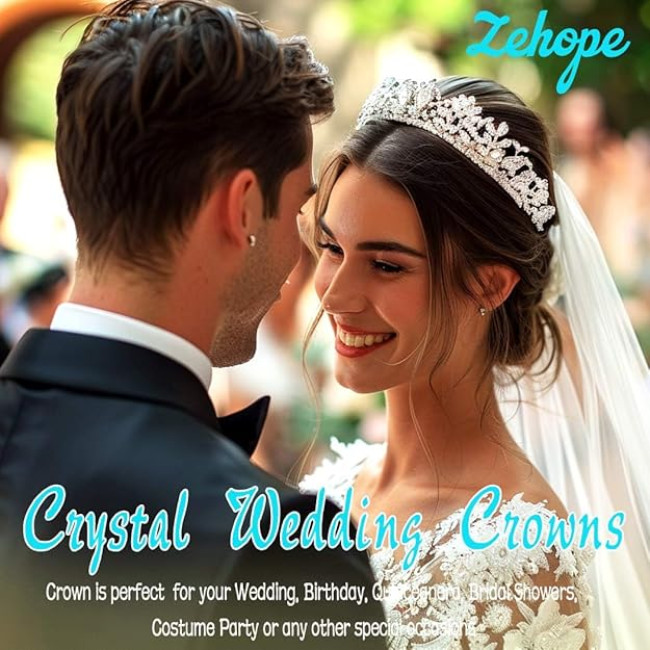Zehory весільні аксесуари для волосся для нареченої, кришталева корона (5132)