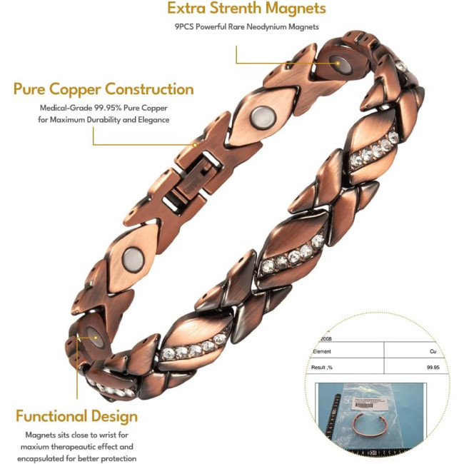 Жіночий магнітний браслет Wollet з чистої міді 40 г (2010)