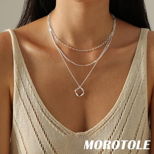 Золотые ожерелья MOROTOLE для женщин, многослойные золотые ожерелья для женщин, круглое золотое ожерелье (2004)