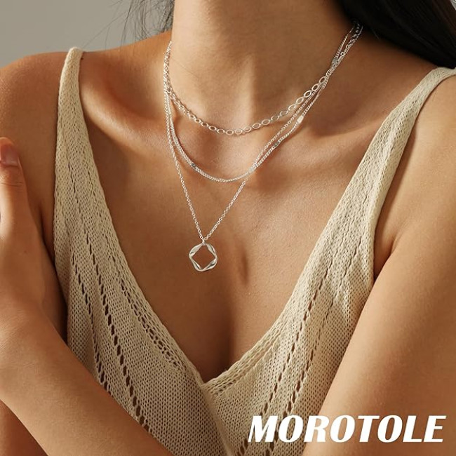 Золотые ожерелья MOROTOLE для женщин, многослойные золотые ожерелья для женщин, круглое золотое ожерелье (2004)