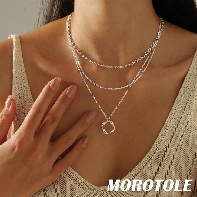 Золотые ожерелья MOROTOLE для женщин, многослойные золотые ожерелья для женщин, круглое золотое ожерелье (2004)