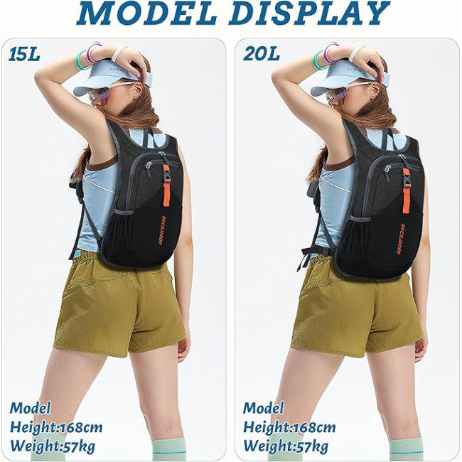 BECOJADDE Малий туристичний рюкзак, 15L, чорний (5012)