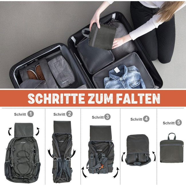 BECOJADDE Рюкзак для походів, 40 л, водонепроникний, туристичний, сірий (5149)