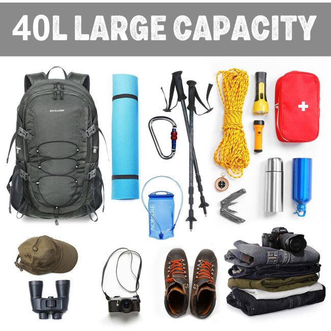 BECOJADDE Рюкзак для походів, 40 л, водонепроникний, туристичний, сірий (5149)