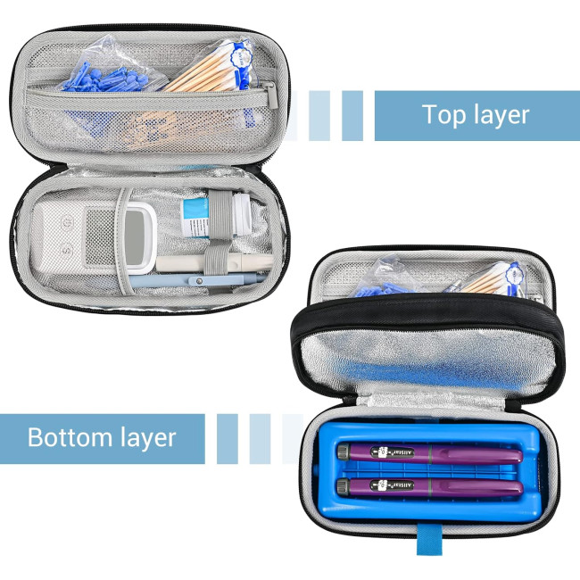 Дорожній футляр для перенесення інсулінового охолоджувача ProCase, органайзер для ліків від діабету з крижаною цеглою, чорний (2026)