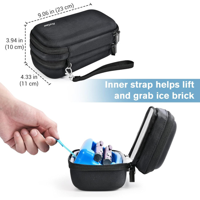 Дорожній футляр для перенесення інсулінового охолоджувача ProCase, органайзер для ліків від діабету з крижаною цеглою, чорний (2026)
