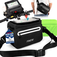 FINEW Велосипедная сумка Lenkertasche Fahrrad 3-в-1 на руль, 6 л, с держателем для мобильного телефона, черная (5122)