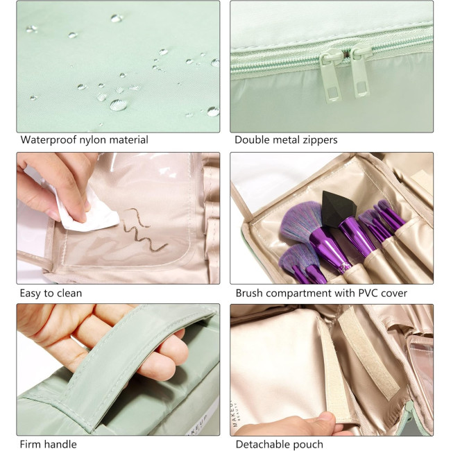 Ginsco косметичка HZB002GN, органайзер для макіяжу, портативна, зелена, 2 шт (5142)