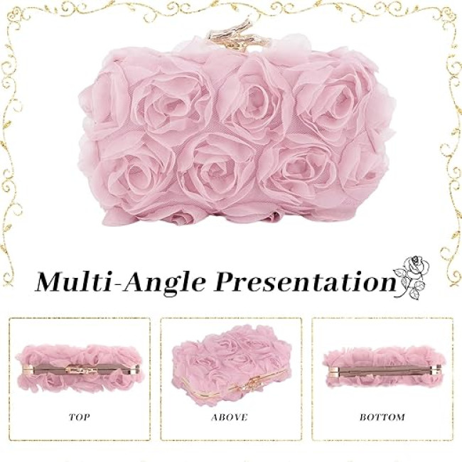 Jywmsc вечірня сумка з клатчем 1JL3060-PI з мереживними квітами, рожевий (5090)