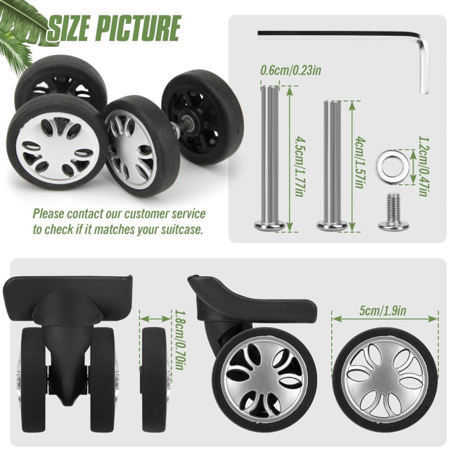 Комплект запасних коліс Vivikivi VK-A4 50 мм, 8 шт., срібні (3051)