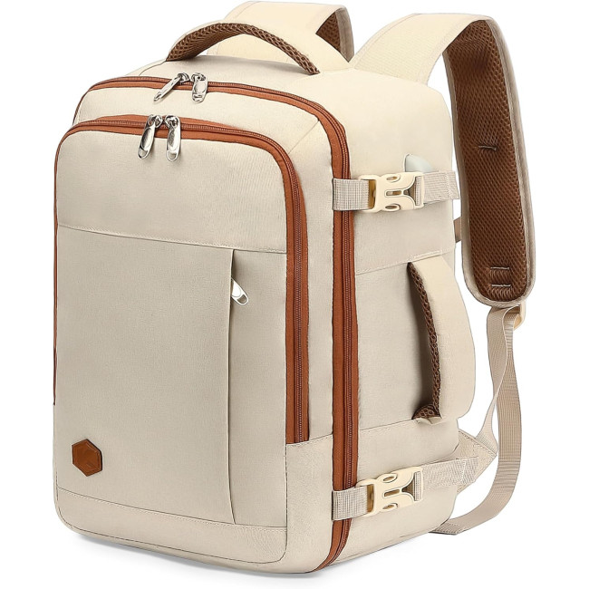 Ручная кладь VANKEV 40x20x25, подседающий рюкзак 20л, дорожная сумка-рюкзак для ноутбука 14 дюймов, бежевый (2097)